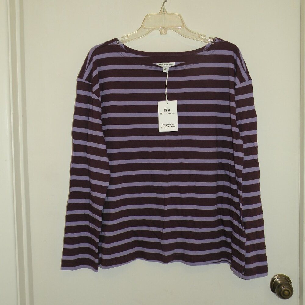 NWT Free Assemble Boat Neck Striped Top T-Shirt XL